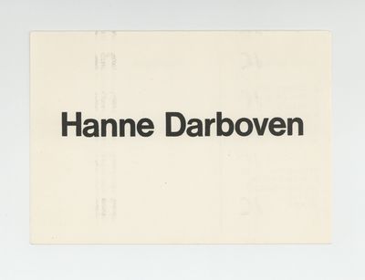 Exhibition postcard: Hanne Darboven (1-30 April 1972)