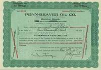 Certificate of 5000 Shares of $1 Each by Penn-Beaver Oil Co - Signed - from Alan Wofsy Fine Arts (SKU: 18-1447)