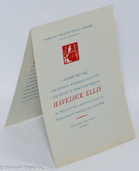 Announcing for October Nineteen-Sixty-Two, an exhibit of published works of Havelock Ellis, including miscellanea, from Joseph Ishill's collection [at] Berkeley Heights Public Library, New Jersey