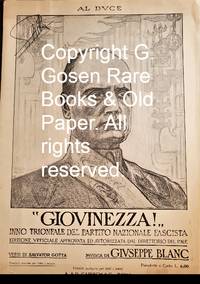 cover of “GIOVINEZZA!” INNO TRIONFALE DEL PARTITO NAZIONALE FASCISTA. EDIZIONE VFFICIALE APPROVATA ED AVTORIZZATA DAL DIRETTORIO DEL P.N.F.