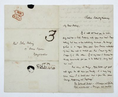 1836. Bifolium, 2 pp. 8vo. Old folds, wax seal remnants, very good. Bifolium, 2 pp. 8vo. Carlyle wri...