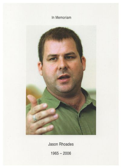 In Memoriam: Jason Rhoades, 1965–2006 (Memorial Card)