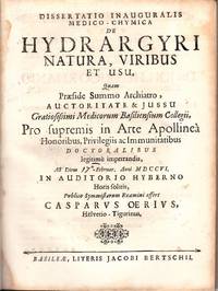 cover of Dissertatio inauguralis medico-chymica de Hydrargyri Natura, Viribus et Usu,