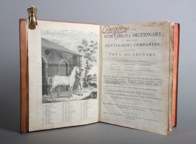 The Sportsman’s Dictionary; or, the Gentleman’s Companion: for Town and Country. Containing a full and particular instructions for riding, hunting, fowling, setting, fishing, racing, farriery, cocking, hawking, &c. With various methods to be observed in breedning and dieting of horses both for the road and turf; also, the management of dogs, game-cocks, dunghill fowls, turkeys, geese, ducks, pigeons, singing-birds &c. And their manner of curing various diseases and accidents. With copper-plates, representing all the different kinds of nets, snares, and traps. (photo 2)