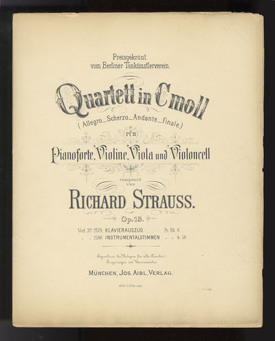 [Op. 13]. Quartett in C moll. [Score and parts]