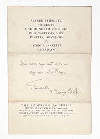 Alfred Stieglitz Presents One Hundred Pictures: Oils, Water-Colors, Pastels, Drawings, by Georgia O’Keeffe, American