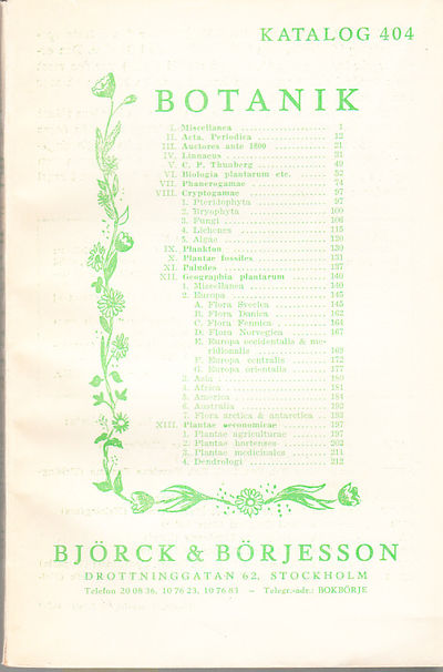 Katalog nr 404. Botanik [= omslagstitel].