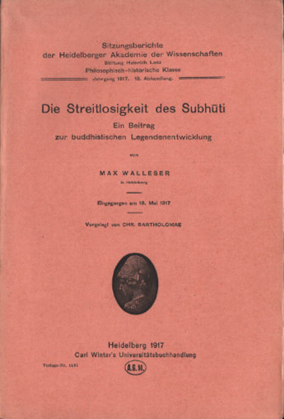 DIE STREITLOSIGKEIT DES SUBHUTI. Ein Beitrag zur…