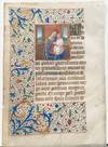 Illuminated Manuscript Leaf in Latin on Vellum: Mother and Child (Northern France, c.1475)