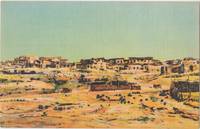 Old Laguna Indian Pueblo, New Mexico, unused linen Postcard