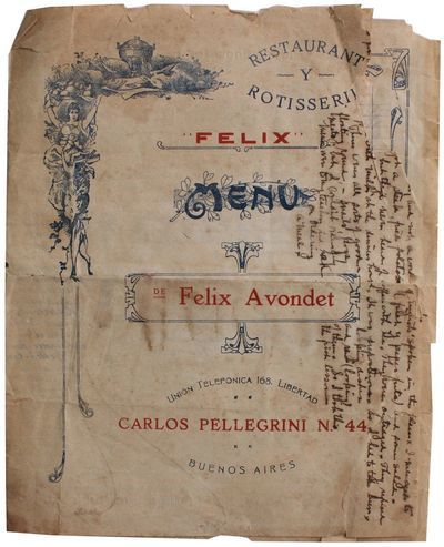 Two Buenos Aires Restaurant Menus 1920s