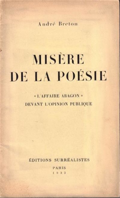 Misère de la poésie. 