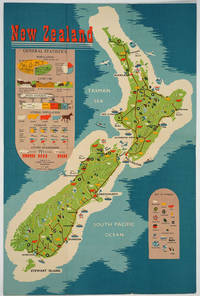 image of New Zealand, General Statistics. Folding Brochure with color map one side