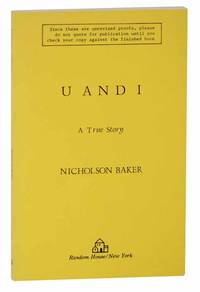 cover of U and I (Uncorrected Proof)