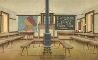 Interior of old camp School house, Valley Forge unused linen Postcard