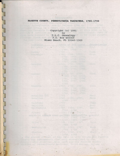 Fayette County, Pennsylvania Taxpayers, 1785-1799