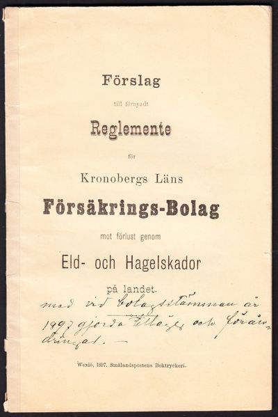 Förslag till förnyadt reglemente för Kronobergs…