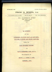 image of Shop Fittings | David Samuels & Sons, Manufacturing Stationers and Printers | Various Invoices from 1930's Onwards, Ruled Lined Paper Pads, Two Large Inventory Books Produced by Frank G, Bowen, Ltd., (Auctioneers and Valuers, Estate Agents) Giving a Detailed Inventory and Valuation of the Letter Press Printing Plant, Machinery, Fixtures and Fittings Dated 1930 and 1936
