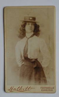 Carte De Visite Photograph: A Young Woman Wearing a Tie &amp; Straw Boater Hat. by William Halkett