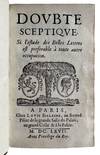 Doubte Sceptique. Si l’estude des Belles Lettres est preferable à toute autre occupation