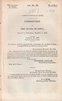 CONSTITUTION OF IOWA ADOPTED IN CONVENTION NOVEMBER 1, 1844