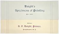 Haight's Specimens of Printing for 1892