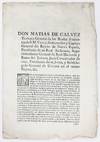 Don Matias de Galvez Teniente General de los Reales Exercitos de S.M. Virrey, Gobernador y Capitan General del Reyno de Nuevo España... Con el Importantisimo Objeto... [caption title and first line of text]