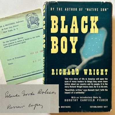 Black Boy: A Record of Childhood and Youth (A Review Copy AND Eslanda Goode Robeson's Copy)
