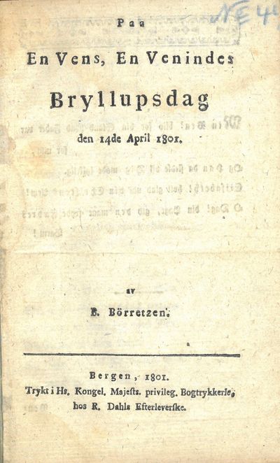 Paa En Vens, En Venindes Bryllupsdag den 14de…