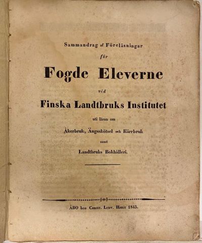Sammandrag af föreläsningar för fogde eleverne…