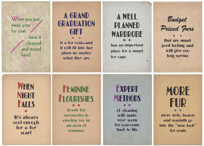 [Collection of Seventeen In-Store Signs from a Furrier]