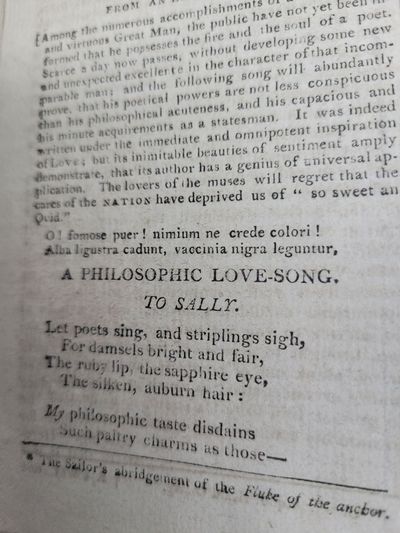 The Port Folio Volume Two. Philadelphia: Printed and sold by Hugh Maxwell No. 25 North Street. 416 pages. Vol II No. 1 Jan. 16, 1802, to Vol. II No. 52 Jan. 13, 1803. A few pages cropped close to the right margin with some text loss. Marbled boards reinforced with library tape on the spine and corners. Includes: The Death of Martha Washington The Wolf's King's; Or Little Red Riding Hood Six satirical poems on Thomas Jefferson and his relationship with his slave Sally Hemings