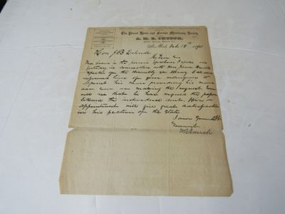 One page letter from William B. Derrick to H.B. Erhandt? dated New York Feb. 18th, 1890