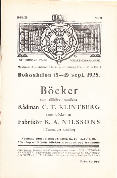 Bokauktion den 15-19 sept. 1928. Böcker som…