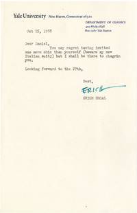 cover of Typed Letter Signed from Erich Segal to Daniel Selznick, 1968