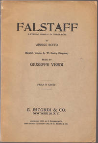 cover of Vintage 1909 Issue of Falstaff a Lyrical Comedy in Three Acts