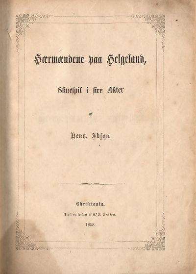 Hærmændene paa Helgeland, Skuespil i fire Akter af Henr. Ibsen. (photo 2)