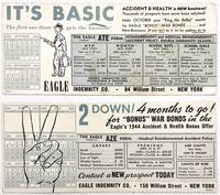 Two (2) Ink Blotters Advertising Insurance by Eagle Indemnity Co. with Bonus War Bonds