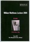IT DON'T MEAN A THING. WILLIAM MATTHEWS LECTURE