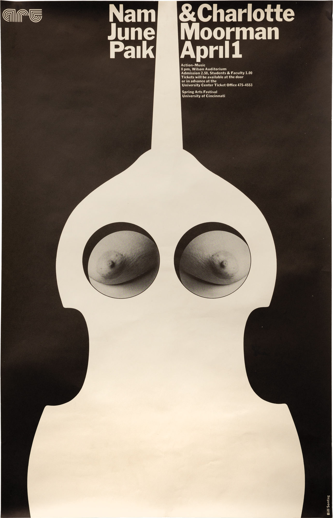 Charlotte Moorman Nam June Paik ポスター Charlotte Moorman & Nam June Paik Exhibition Poster Paris
