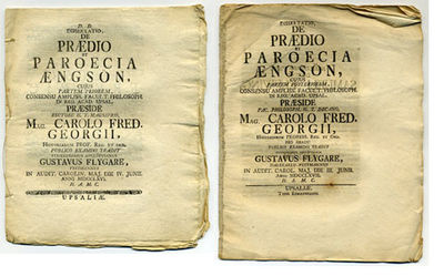 Dissertatio, de prædio et paroecia Ængsön. A.a.…