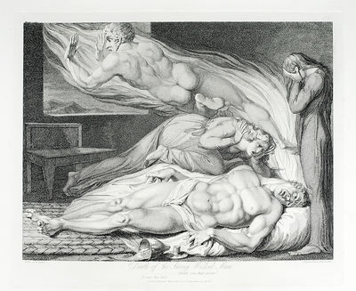 The Death of the Strong Wicked Man.  A single plate from Robert Blair's The Grave