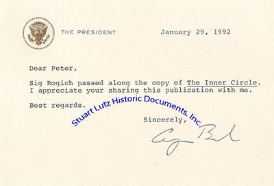 President Bush Thanks An Author For His Publication The Inner Circle