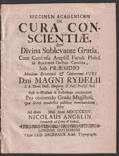 Specimen academicum de cura conscientiae, quod…