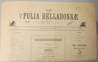 Folia belladonnæ. Lördagen den 3 december 1892.
