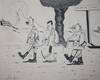 Album of Nine Original Pen-and-Ink Cartoons Depicting Life at a Vichy France Prison Camp for Political Prisoners