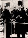 An original press photograph of then-First Lord of the Admiralty Winston Churchill and his friend and fellow Cabinet member, then-Secretary of State for War Jack Seely, watching the Review of the Brigade Guard in Hyde Park in 1913, on the verge of the First World War which would see them become the only two Cabinet members to also serve on the Front