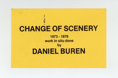 Exhibition postcard: Change of Scenery, 1973-1978 work in situ done by Daniel Buren (23 September-14 October 1978)