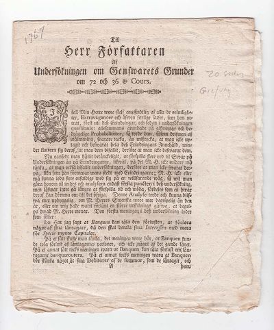 Til herr författaren af Undersökningen om…