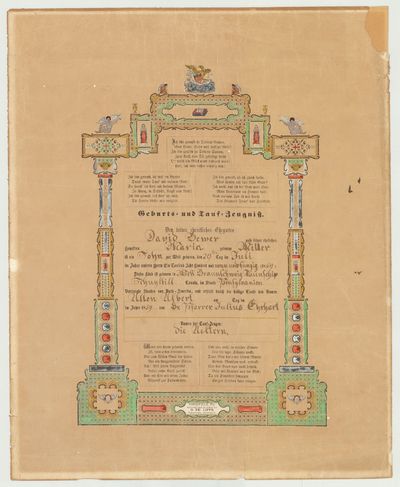 [Births and Baptism] Geburts und Tauf Zeugniss